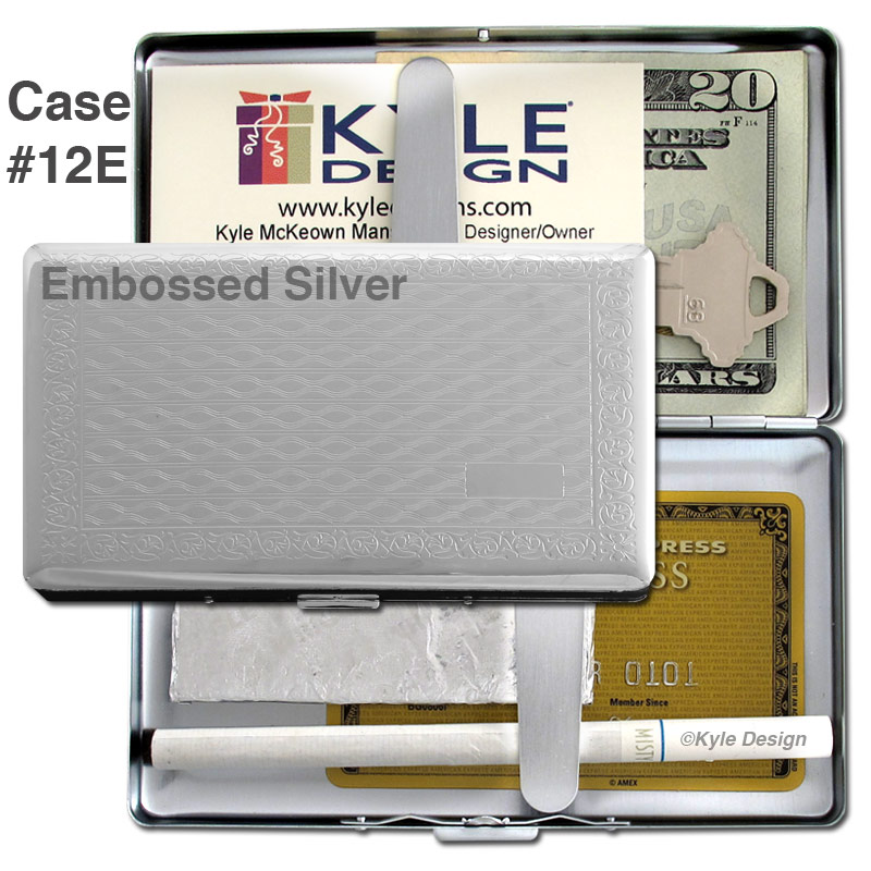 Case #12E Metal wallet #12E for 16 120mm cigarettes, iPhone or iTouch.