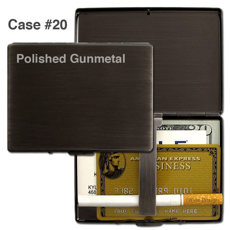 Case #20 Metal wallet #20 holds 25 business cards or 9 cigarettes.