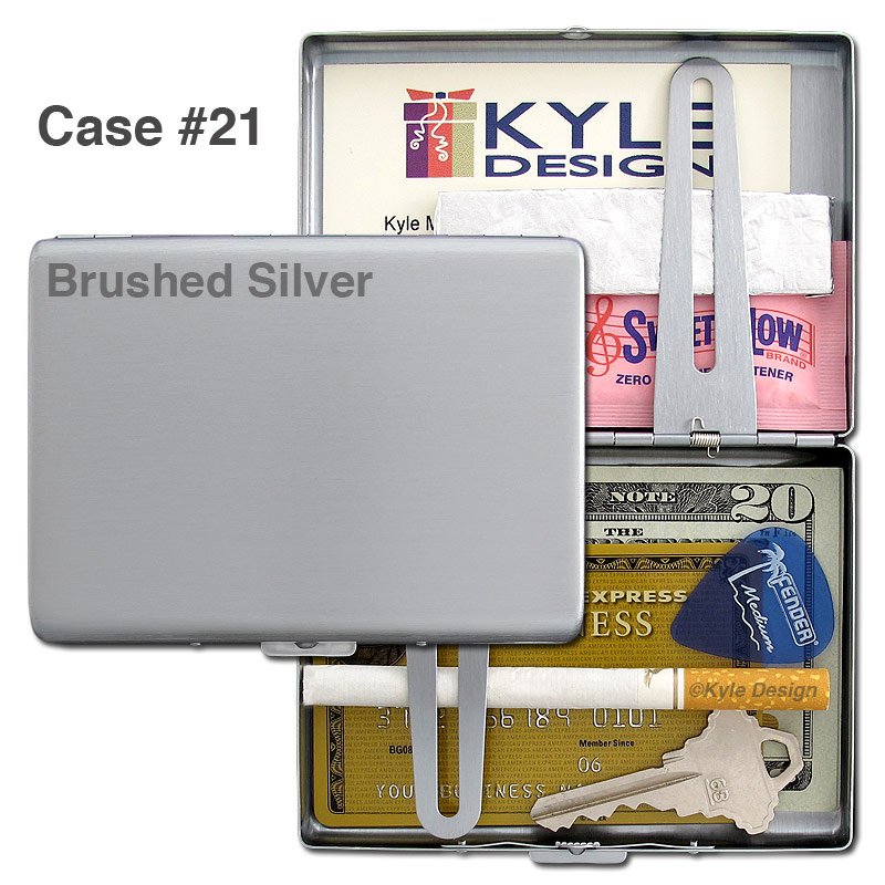 Case #21 Metal wallet #21 for 18 100mm cigarettes or 15 credit cards.
